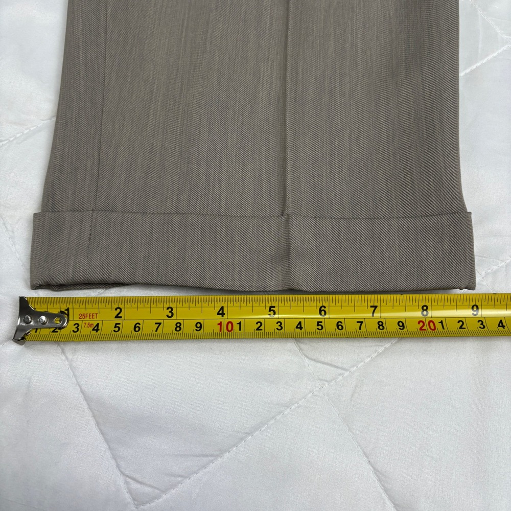 Perry Ellis Portfolio Mens 36x32 Taupe Brown Pleated Cuffed Dress Pants - Picture 12 of 12